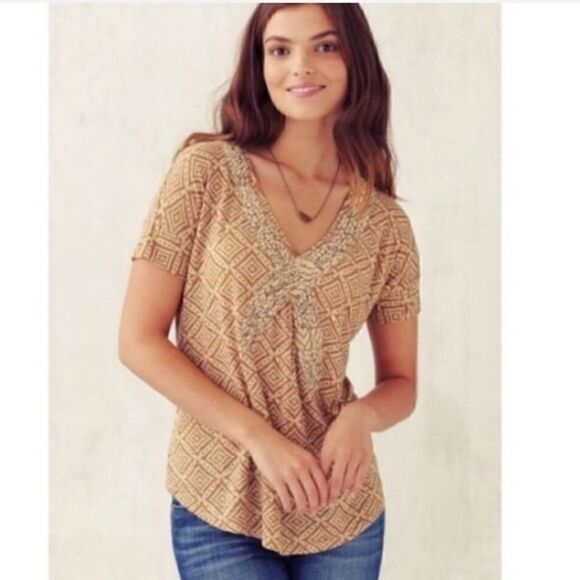 Anthropologie C. Keer Diamond Tile Top - Picture 1 of 7